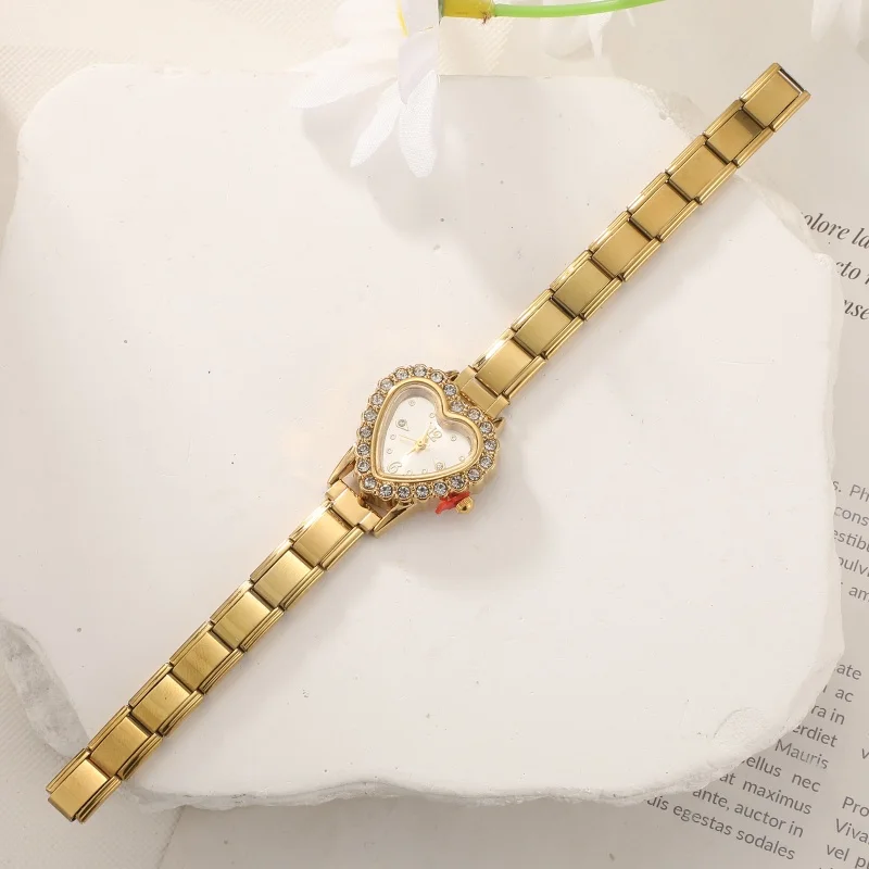 2026 Women's DIY 9MM Width Italian Elastic Charm Stainless Shiny Zircon Heart Watch Bracelet Bangle For Party Friend JewelryGift 2026 Women's DIY 9MM Width Italian Elastic Charm Stainless Shiny Zircon Heart Watch Bracelet Bangle For Party Friend JewelryGift