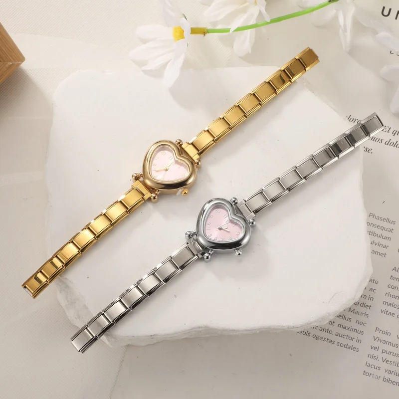 2026 Women's DIY 9MM Width Italian Elastic Charm Stainless Shiny Zircon Heart Watch Bracelet Bangle For Party Friend JewelryGift 2026 Women's DIY 9MM Width Italian Elastic Charm Stainless Shiny Zircon Heart Watch Bracelet Bangle For Party Friend JewelryGift