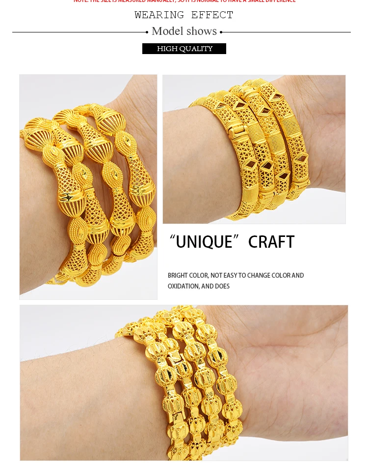ANIID Luxury Dubai Gold Color Bangles For Women 24K Gold Plated Indian African Bracelets Charm Wedding Ethiopian Arabic Jewelry