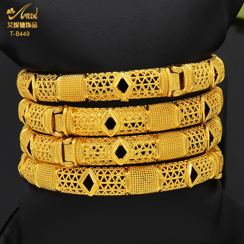 ANIID Luxury Dubai Gold Color Bangles For Women 24K Gold Plated Indian African Bracelets Charm Wedding Ethiopian Arabic Jewelry ANIID Luxury Dubai Gold Color Bangles For Women 24K Gold Plated Indian African Bracelets Charm Wedding Ethiopian Arabic Jewelry