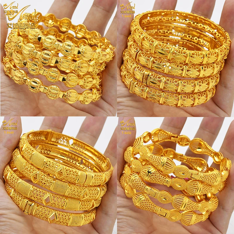 ANIID Luxury Dubai Gold Color Bangles For Women 24K Gold Plated Indian African Bracelets Charm Wedding Ethiopian Arabic Jewelry ANIID Luxury Dubai Gold Color Bangles For Women 24K Gold Plated Indian African Bracelets Charm Wedding Ethiopian Arabic Jewelry