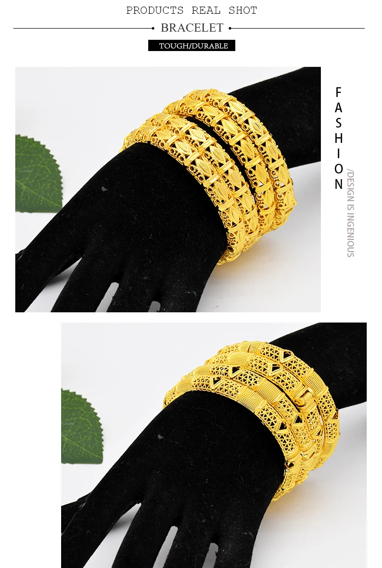 ANIID Luxury Dubai Gold Color Bangles For Women 24K Gold Plated Indian African Bracelets Charm Wedding Ethiopian Arabic Jewelry