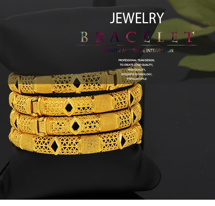 ANIID Luxury Dubai Gold Color Bangles For Women 24K Gold Plated Indian African Bracelets Charm Wedding Ethiopian Arabic Jewelry