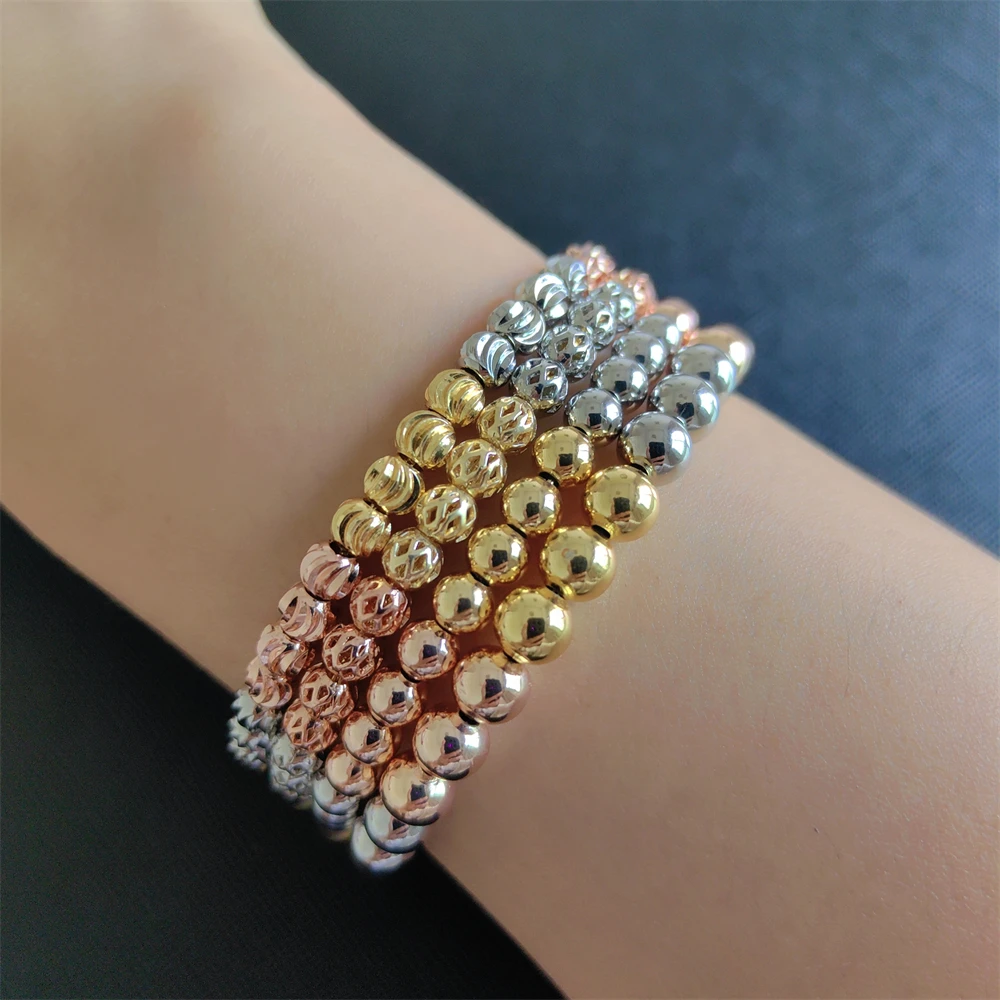 ESALE Fashion Women Bracelets Trendy Gold Plated Colorful Beads Bangles Beaded Bracelets Jewelry Accessories Gift ZB001
