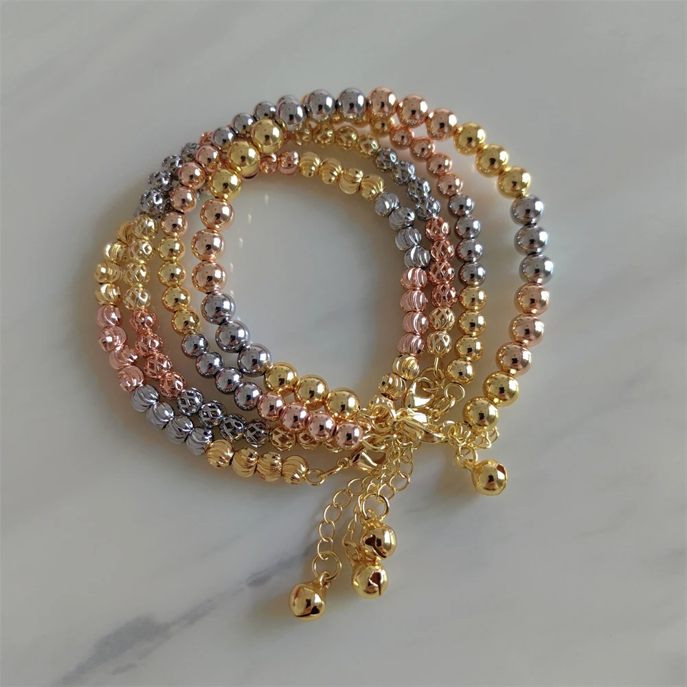 ESALE Fashion Women Bracelets Trendy Gold Plated Colorful Beads Bangles Beaded Bracelets Jewelry Accessories Gift ZB001