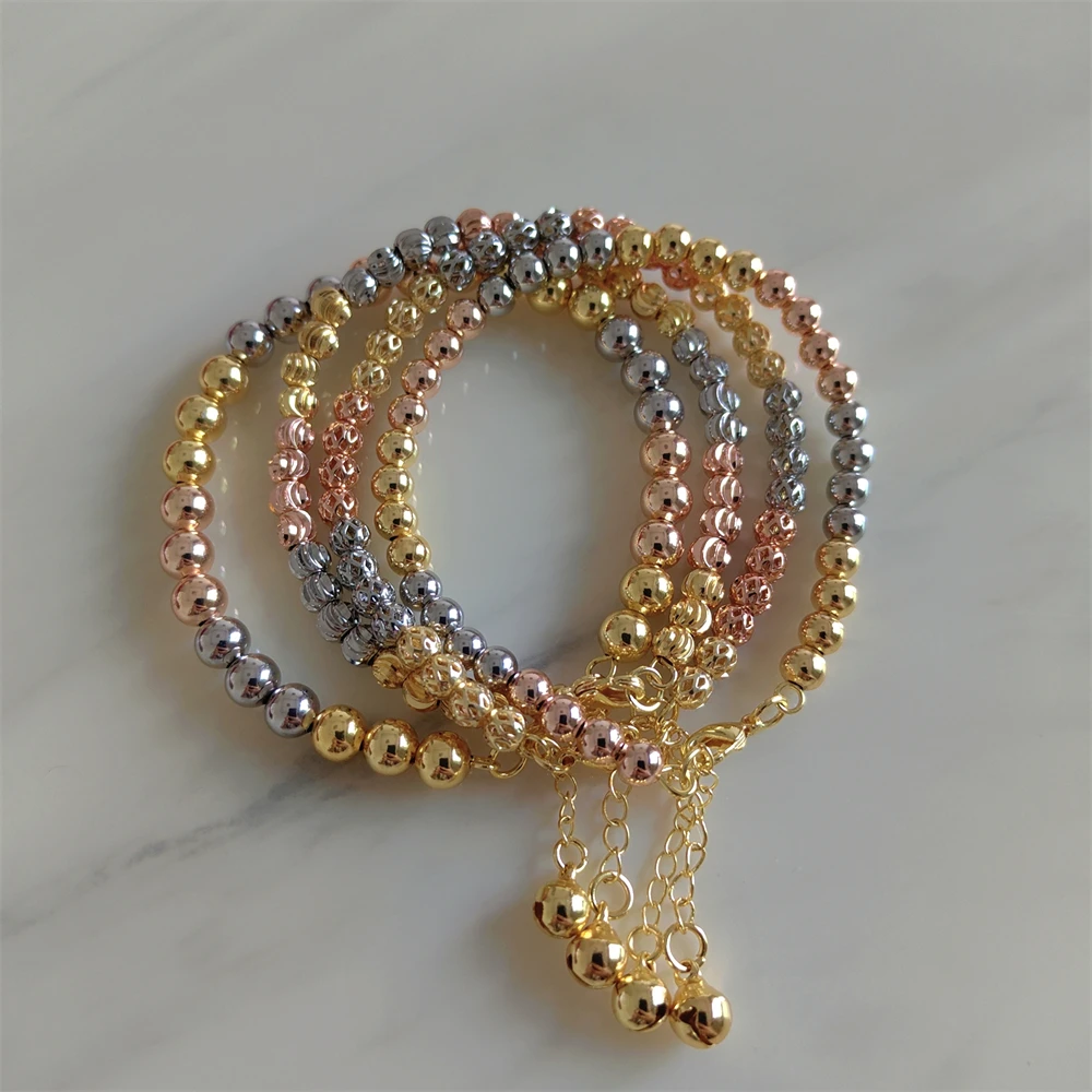 ESALE Fashion Women Bracelets Trendy Gold Plated Colorful Beads Bangles Beaded Bracelets Jewelry Accessories Gift ZB001
