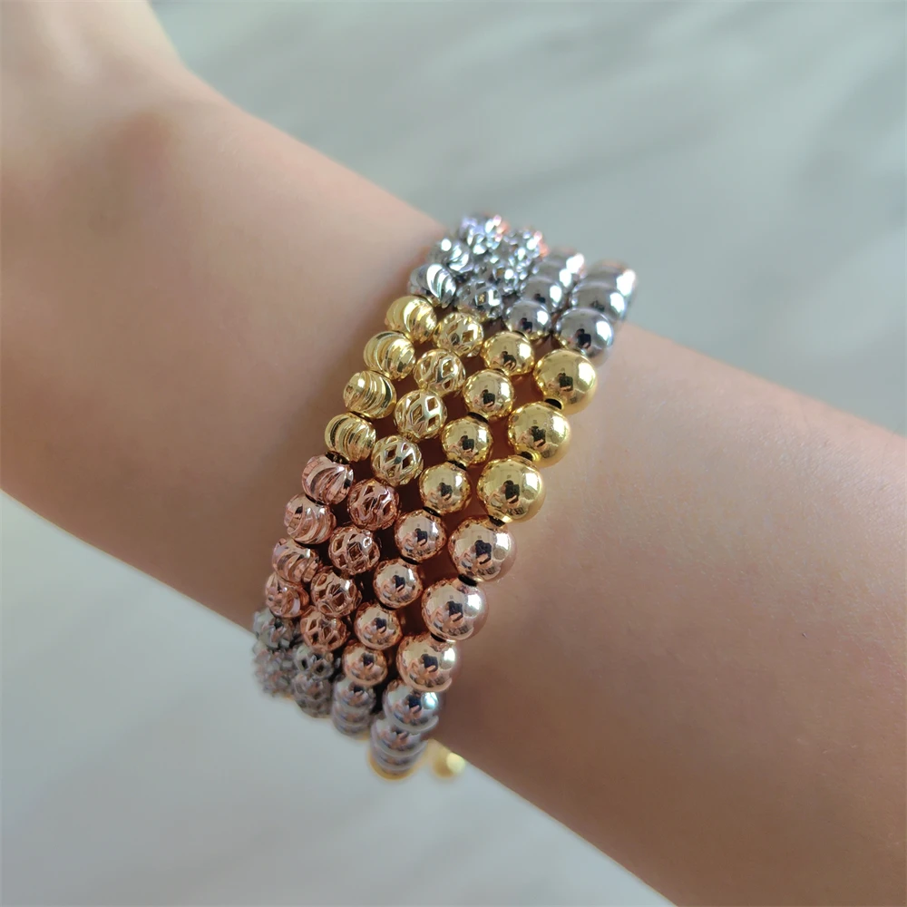 ESALE Fashion Women Bracelets Trendy Gold Plated Colorful Beads Bangles Beaded Bracelets Jewelry Accessories Gift ZB001