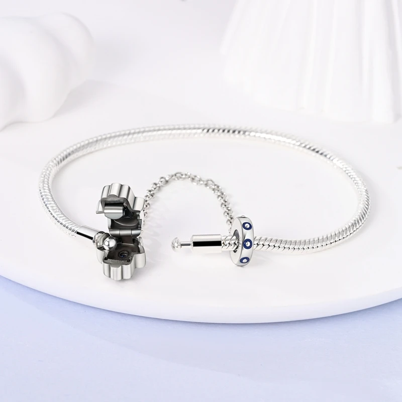 Bracelet Silver 925 Original 17-20CM Star Moon Sun Four Leaf Clover Green Zircon Bracelets Fit DIY Charms Birthday Jewelry Gifts