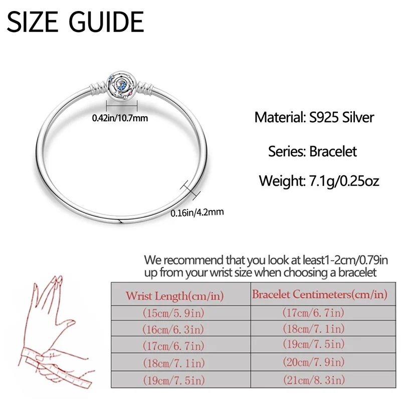 Bracelet Silver 925 Original 17-20CM Star Moon Sun Four Leaf Clover Green Zircon Bracelets Fit DIY Charms Birthday Jewelry Gifts
