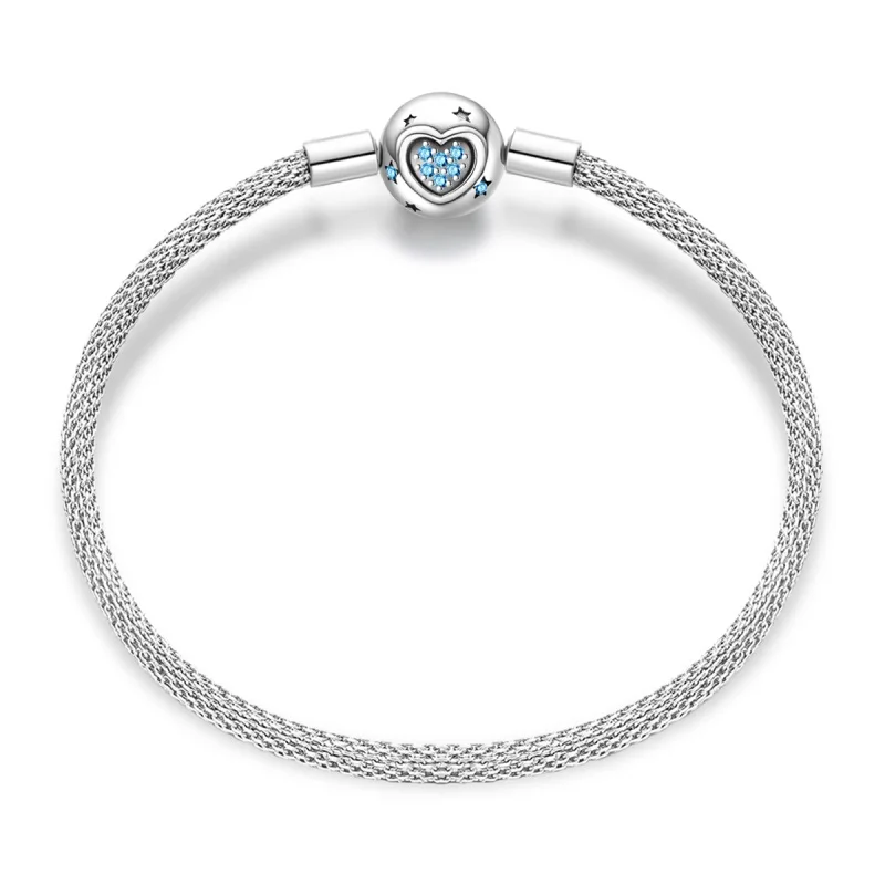 Bracelet Silver 925 Original 17-20CM Star Moon Sun Four Leaf Clover Green Zircon Bracelets Fit DIY Charms Birthday Jewelry Gifts