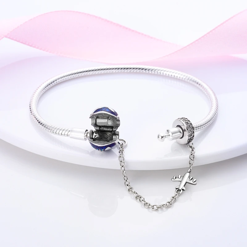 Bracelet Silver 925 Original 17-20CM Star Moon Sun Four Leaf Clover Green Zircon Bracelets Fit DIY Charms Birthday Jewelry Gifts