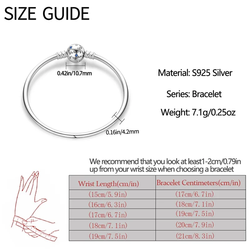 Bracelet Silver 925 Original 17-20CM Star Moon Sun Four Leaf Clover Green Zircon Bracelets Fit DIY Charms Birthday Jewelry Gifts