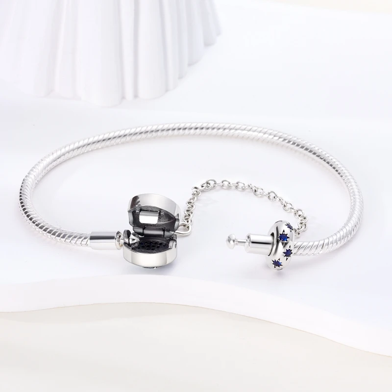 Bracelet Silver 925 Original 17-20CM Star Moon Sun Four Leaf Clover Green Zircon Bracelets Fit DIY Charms Birthday Jewelry Gifts