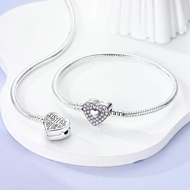 Bracelet Silver 925 Original 17-20CM Star Moon Sun Four Leaf Clover Green Zircon Bracelets Fit DIY Charms Birthday Jewelry Gifts