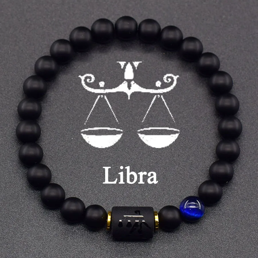 12 Zodiac Sign Bracelet Homme Constellation Bangle Natural Yellow Tiger Eye Stone Hematite Cancer Virgo Leo Libra Bracelet Women