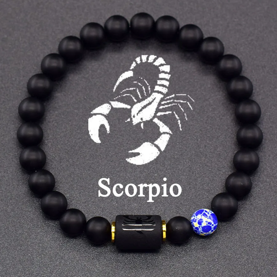 12 Zodiac Sign Bracelet Homme Constellation Bangle Natural Yellow Tiger Eye Stone Hematite Cancer Virgo Leo Libra Bracelet Women