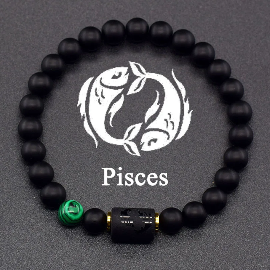 12 Zodiac Sign Bracelet Homme Constellation Bangle Natural Yellow Tiger Eye Stone Hematite Cancer Virgo Leo Libra Bracelet Women