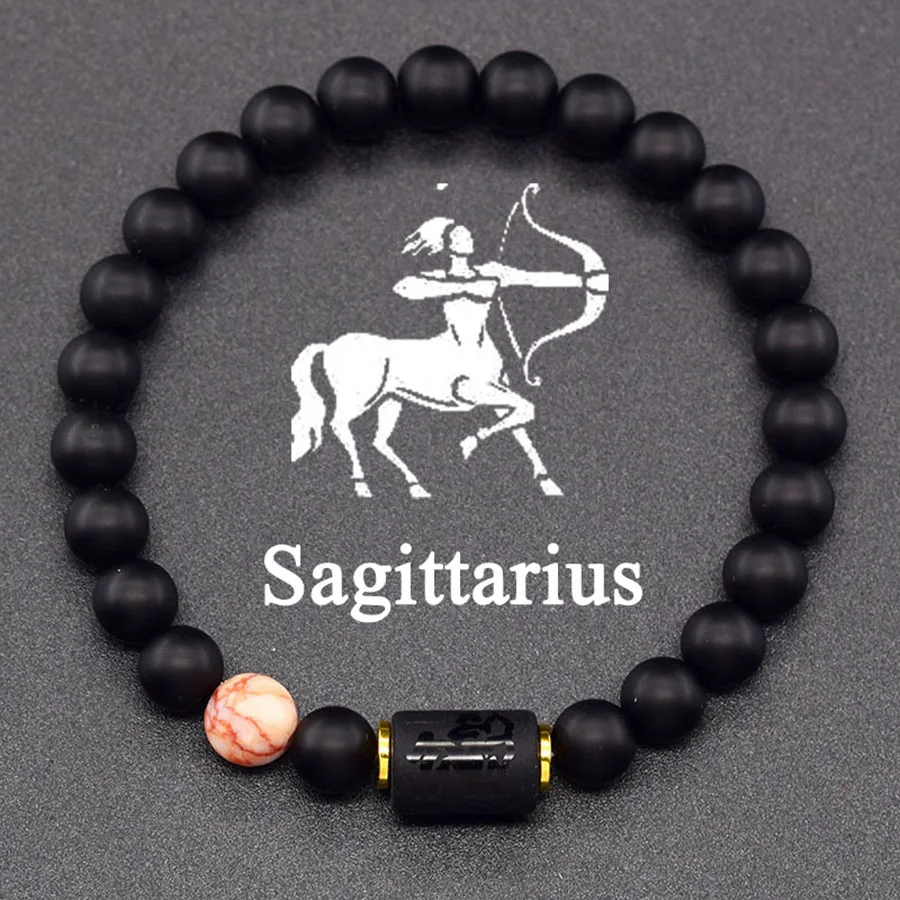 12 Zodiac Sign Bracelet Homme Constellation Bangle Natural Yellow Tiger Eye Stone Hematite Cancer Virgo Leo Libra Bracelet Women