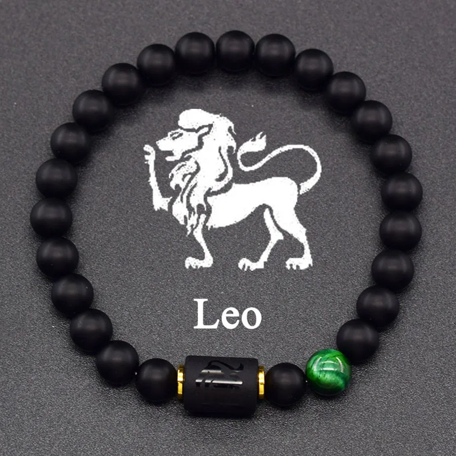 12 Zodiac Sign Bracelet Homme Constellation Bangle Natural Yellow Tiger Eye Stone Hematite Cancer Virgo Leo Libra Bracelet Women