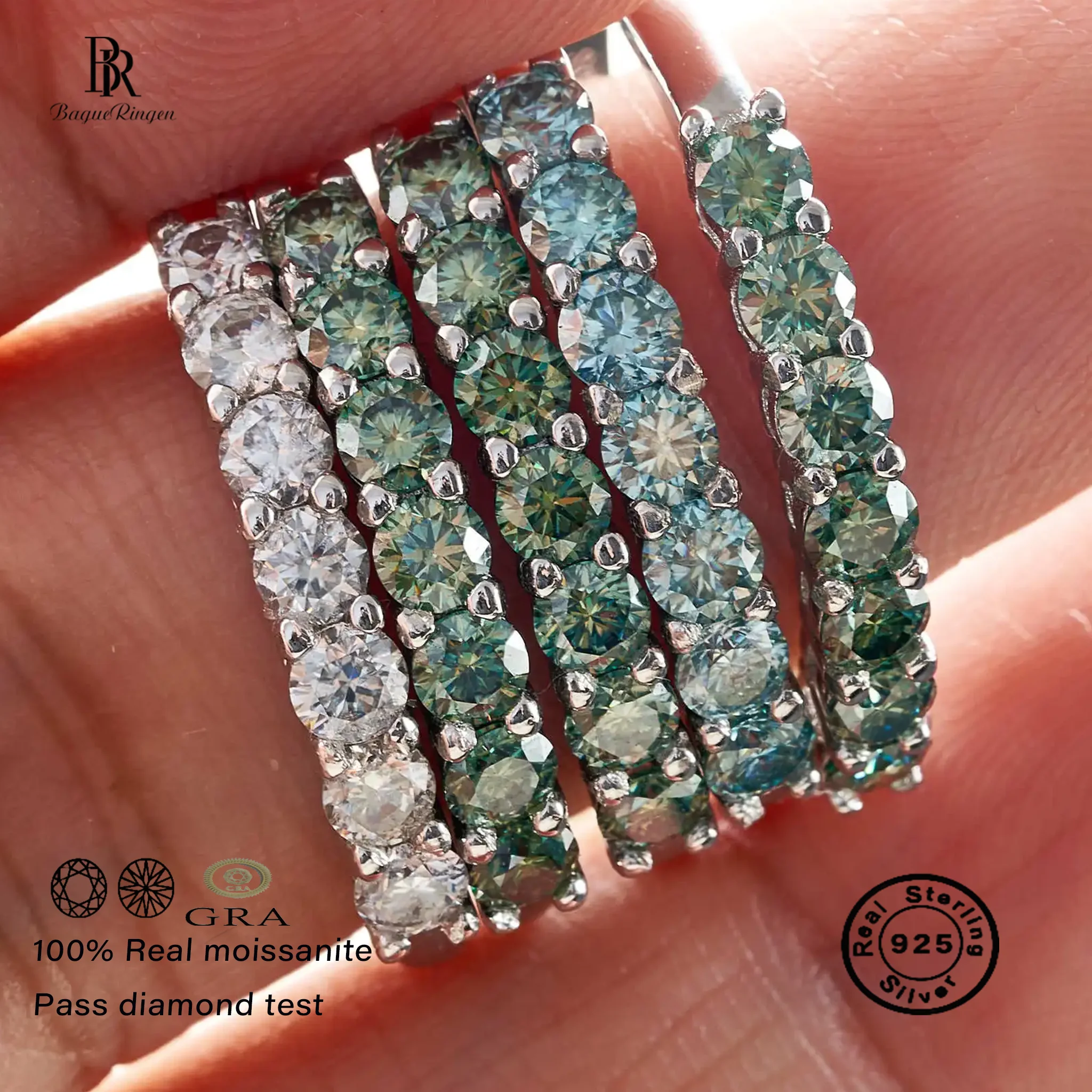 0.7CT D Color VVS1 EX Round Moissanite Ring 925 Sterling Silver Eternity Ring Women Engagement Wedding Luxury Band 0.7CT D Color VVS1 EX Round Moissanite Ring 925 Sterling Silver Eternity Ring Women Engagement Wedding Luxury Band