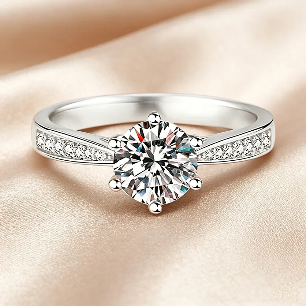 BJXMOSO Real Moissanite 925 Sterling Silver Couple Ring for Women Man Wedding Jewelry Engagement Imitation Diamond Fashion Gifts