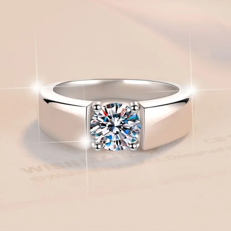 BJXMOSO Real Moissanite 925 Sterling Silver Couple Ring for Women Man Wedding Jewelry Engagement Imitation Diamond Fashion Gifts