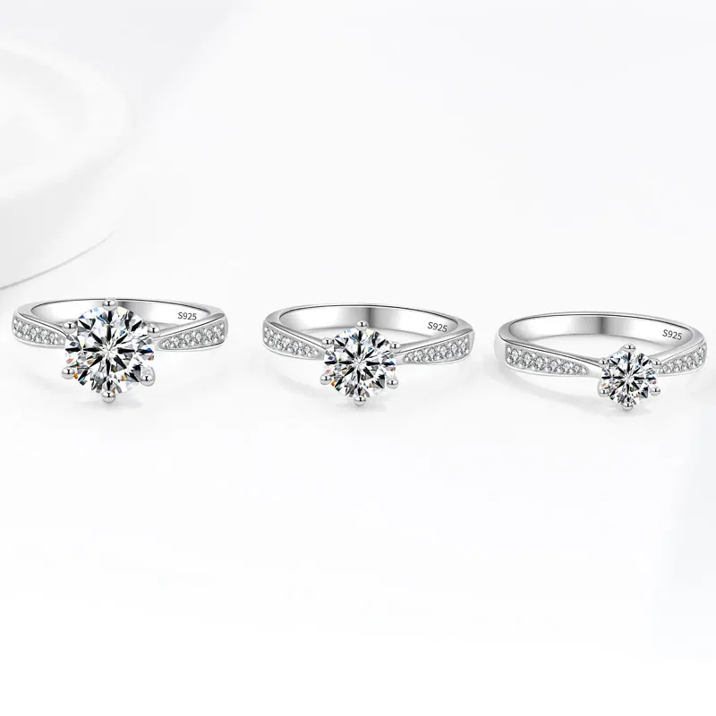 BJXMOSO Real Moissanite 925 Sterling Silver Couple Ring for Women Man Wedding Jewelry Engagement Imitation Diamond Fashion Gifts