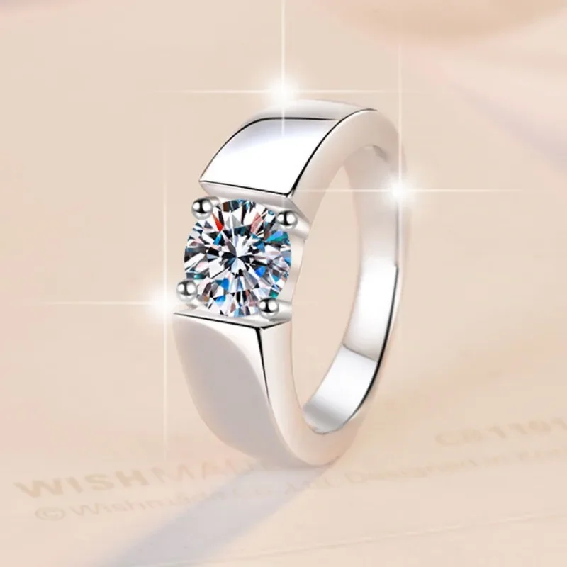 BJXMOSO Real Moissanite 925 Sterling Silver Couple Ring for Women Man Wedding Jewelry Engagement Imitation Diamond Fashion Gifts
