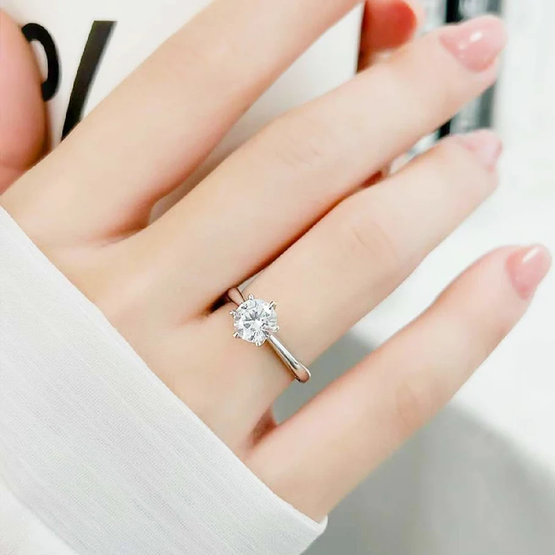 NeeTim 0.5-5ct Moissanite Ring For Women 925 Sterling Silver with White Gold Plated Lab Diamond Engagement Wedding Band Jewelry NeeTim 0.5-5ct Moissanite Ring For Women 925 Sterling Silver with White Gold Plated Lab Diamond Engagement Wedding Band Jewelry
