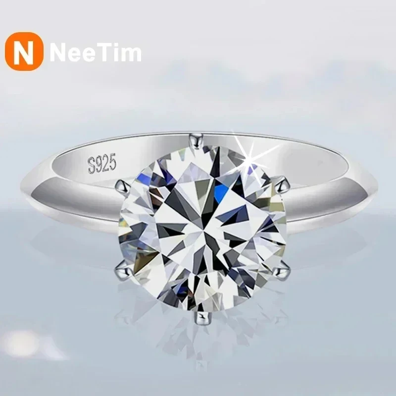 NeeTim 0.5-5ct Moissanite Ring For Women 925 Sterling Silver with White Gold Plated Lab Diamond Engagement Wedding Band Jewelry NeeTim 0.5-5ct Moissanite Ring For Women 925 Sterling Silver with White Gold Plated Lab Diamond Engagement Wedding Band Jewelry