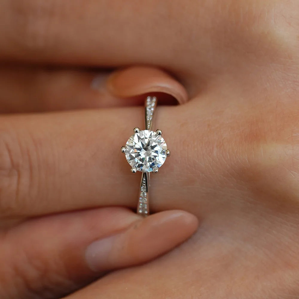 D VVS1 Moissanite 0.5-2ct 925 Sterling Silver Ring for Women Man Jewelry Shining Classic Imitation Diamond Wedding Ring Gifts