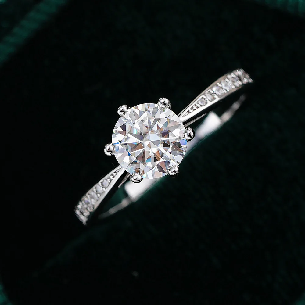 D VVS1 Moissanite 0.5-2ct 925 Sterling Silver Ring for Women Man Jewelry Shining Classic Imitation Diamond Wedding Ring Gifts