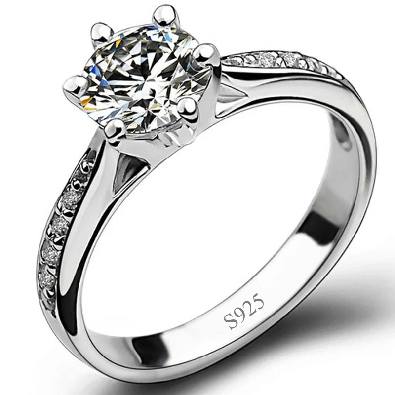 D VVS1 Moissanite 0.5-2ct 925 Sterling Silver Ring for Women Man Jewelry Shining Classic Imitation Diamond Wedding Ring Gifts
