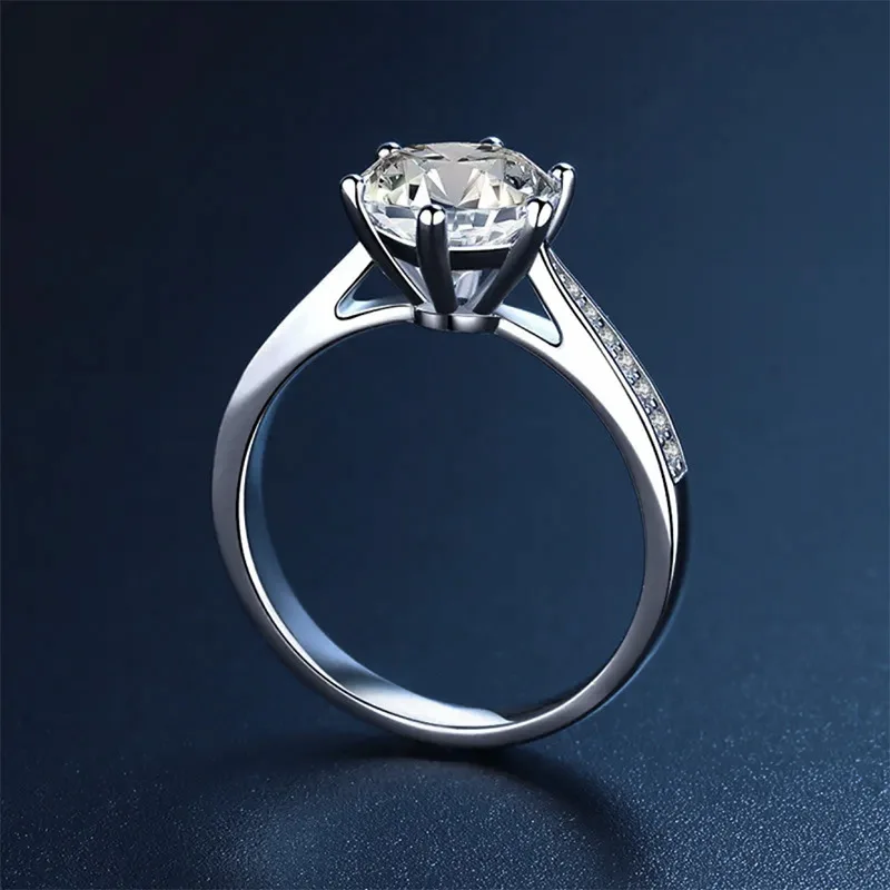 D VVS1 Moissanite 0.5-2ct 925 Sterling Silver Ring for Women Man Jewelry Shining Classic Imitation Diamond Wedding Ring Gifts
