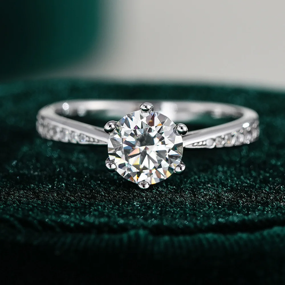 D VVS1 Moissanite 0.5-2ct 925 Sterling Silver Ring for Women Man Jewelry Shining Classic Imitation Diamond Wedding Ring Gifts
