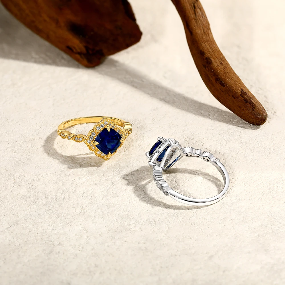 ATTAGEMS Classical Blue Sapphire Ring Cushion Cut 2.0ct DVVS1 Real 925 Sterling Silver For Women Engagement Wedding Fine Jewelry ATTAGEMS Classical Blue Sapphire Ring Cushion Cut 2.0ct DVVS1 Real 925 Sterling Silver For Women Engagement Wedding Fine Jewelry