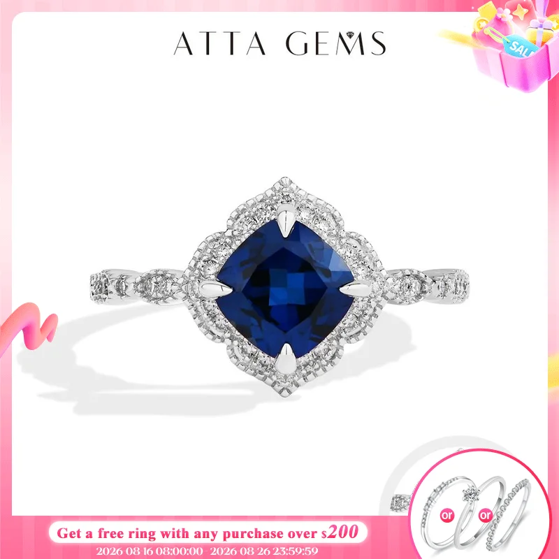 ATTAGEMS Classical Blue Sapphire Ring Cushion Cut 2.0ct DVVS1 Real 925 Sterling Silver For Women Engagement Wedding Fine Jewelry ATTAGEMS Classical Blue Sapphire Ring Cushion Cut 2.0ct DVVS1 Real 925 Sterling Silver For Women Engagement Wedding Fine Jewelry