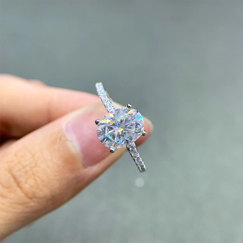 DJMAX 1-3Carat Oval/Radiant Cut D Color Moissanite Ring for Woman Original 925 Sterling Silver Engagement Wedding Ring 2025