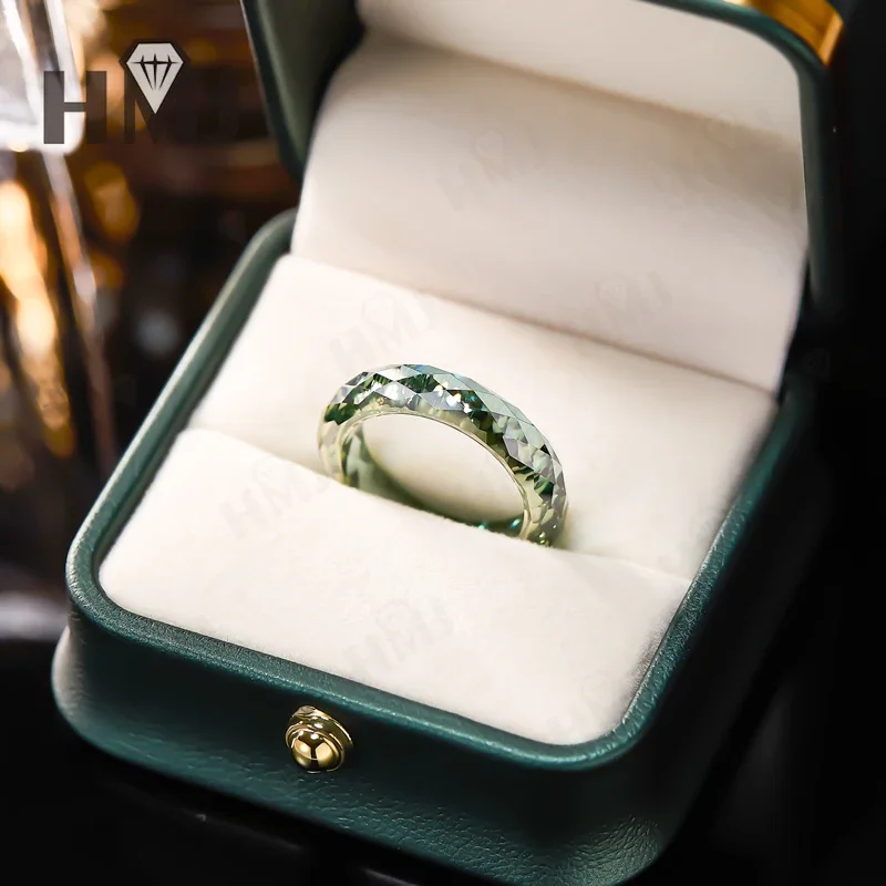 All Moissanite Ring Plain Band Green&Champagne&White&Black Anniversary Birthday Gift Charms Elegant Premium Jewelry Gifts Simple All Moissanite Ring Plain Band Green&Champagne&White&Black Anniversary Birthday Gift Charms Elegant Premium Jewelry Gifts Simple