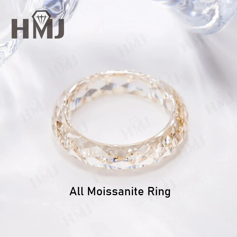 All Moissanite Ring Plain Band Green&Champagne&White&Black Anniversary Birthday Gift Charms Elegant Premium Jewelry Gifts Simple All Moissanite Ring Plain Band Green&Champagne&White&Black Anniversary Birthday Gift Charms Elegant Premium Jewelry Gifts Simple