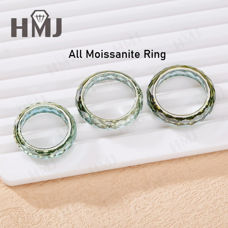 All Moissanite Ring Plain Band Green&Champagne&White&Black Anniversary Birthday Gift Charms Elegant Premium Jewelry Gifts Simple All Moissanite Ring Plain Band Green&Champagne&White&Black Anniversary Birthday Gift Charms Elegant Premium Jewelry Gifts Simple