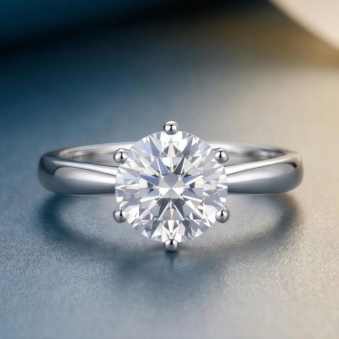 925 Sterling Silver D VVS1 Moissanite Ring Shiny Classics for Women Wedding Jewelry Engagement Imitation Diamond Fashion Gifts