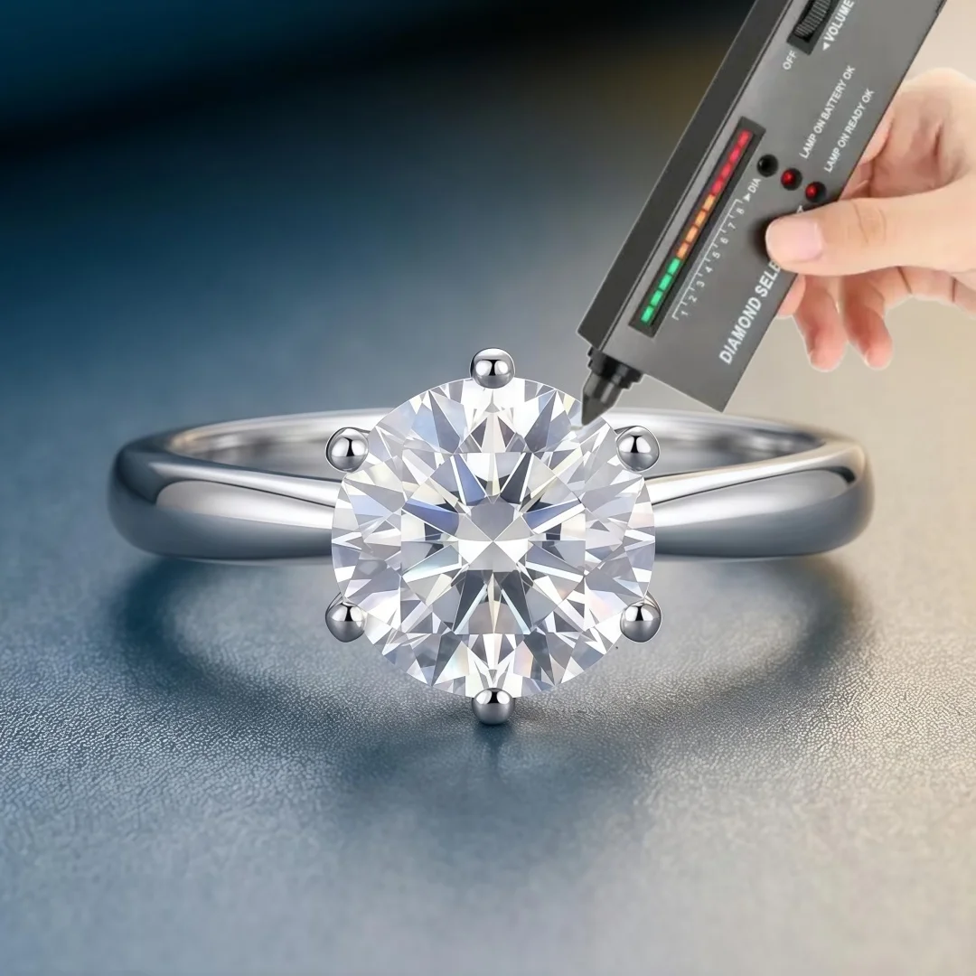 925 Sterling Silver D VVS1 Moissanite Ring Shiny Classics for Women Wedding Jewelry Engagement Imitation Diamond Fashion Gifts