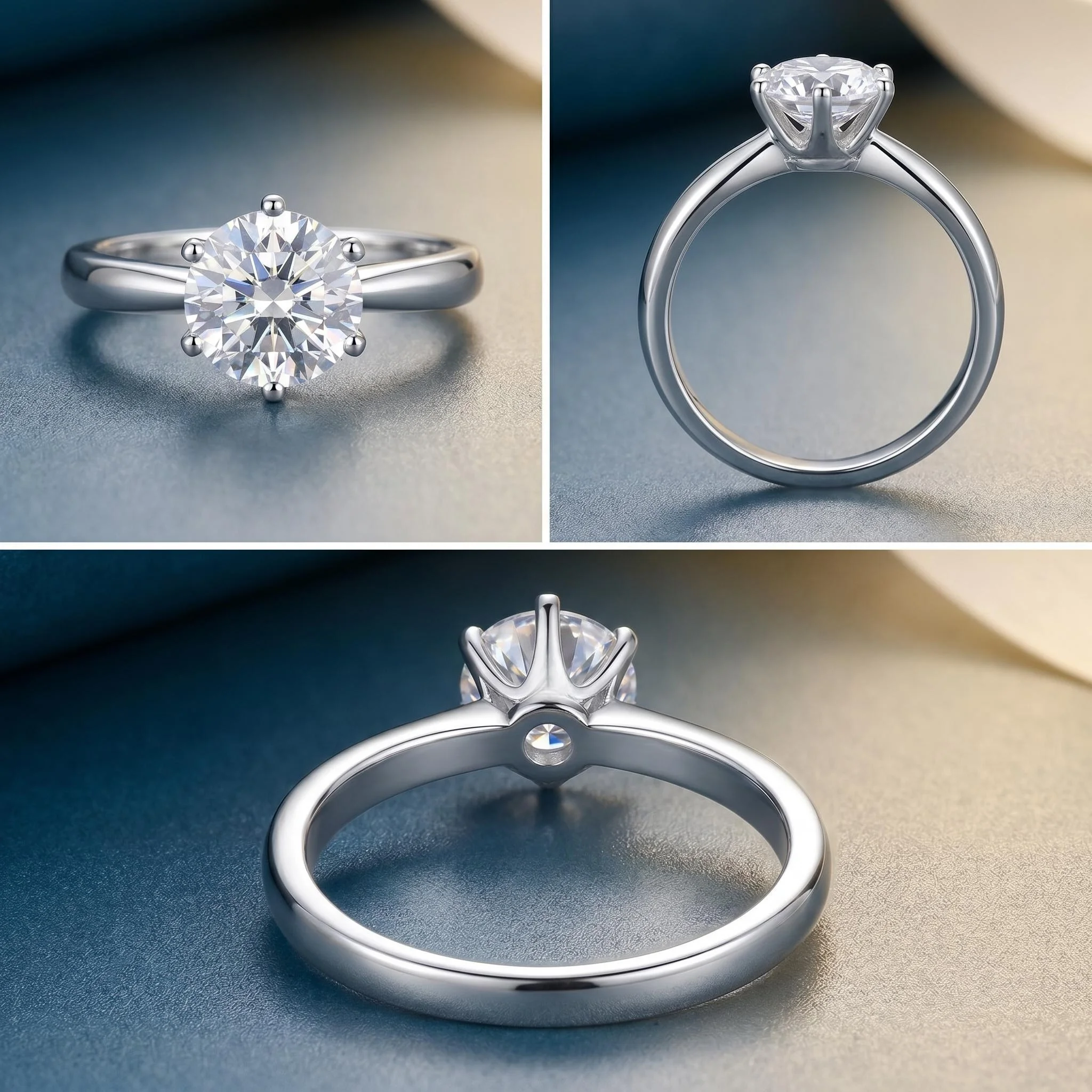 925 Sterling Silver D VVS1 Moissanite Ring Shiny Classics for Women Wedding Jewelry Engagement Imitation Diamond Fashion Gifts