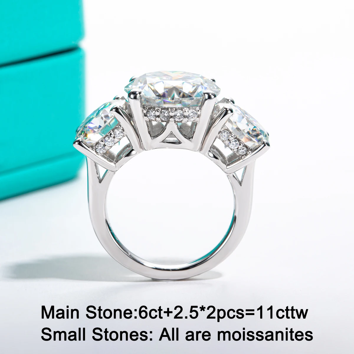 AnuJewel 11cttw D Color Moissanite Diamond Luxurious Engagement 925 Sterling Silver Ring For Women 3 Stone Ring Customs Jewelry AnuJewel 11cttw D Color Moissanite Diamond Luxurious Engagement 925 Sterling Silver Ring For Women 3 Stone Ring Customs Jewelry