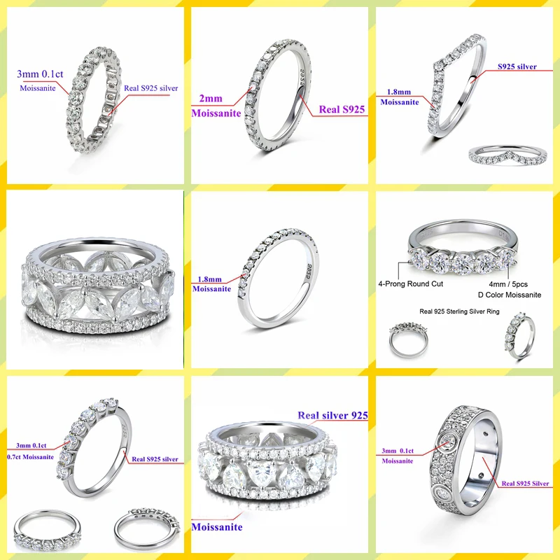 3mm or 2mm Round D VVS Moissanite Full Eternity Band S925 Silver Jewelry Women Engagement Gift Party Dating Valentine’s Day 3mm or 2mm Round D VVS Moissanite Full Eternity Band S925 Silver Jewelry Women Engagement Gift Party Dating Valentine's Day