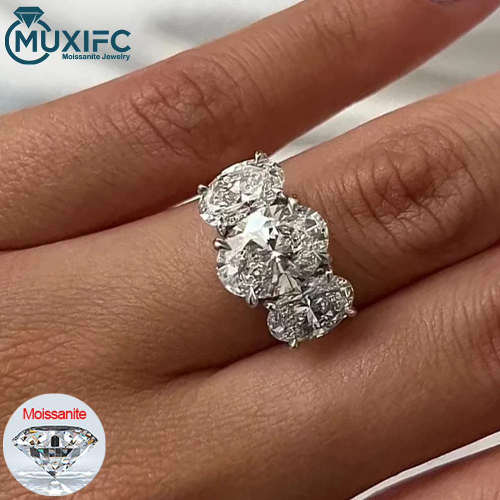 3/6 Carat Oval Cut Moissanite Engagement Rings 3-Stone Lab Diamond 925 Sterling Silver Wedding Rings Band for Women Fine Jewelry 3/6 Carat Oval Cut Moissanite Engagement Rings 3-Stone Lab Diamond 925 Sterling Silver Wedding Rings Band for Women Fine Jewelry