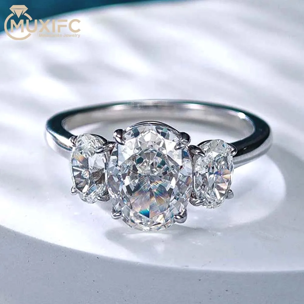 3/6 Carat Oval Cut Moissanite Engagement Rings 3-Stone Lab Diamond 925 Sterling Silver Wedding Rings Band for Women Fine Jewelry 3/6 Carat Oval Cut Moissanite Engagement Rings 3-Stone Lab Diamond 925 Sterling Silver Wedding Rings Band for Women Fine Jewelry