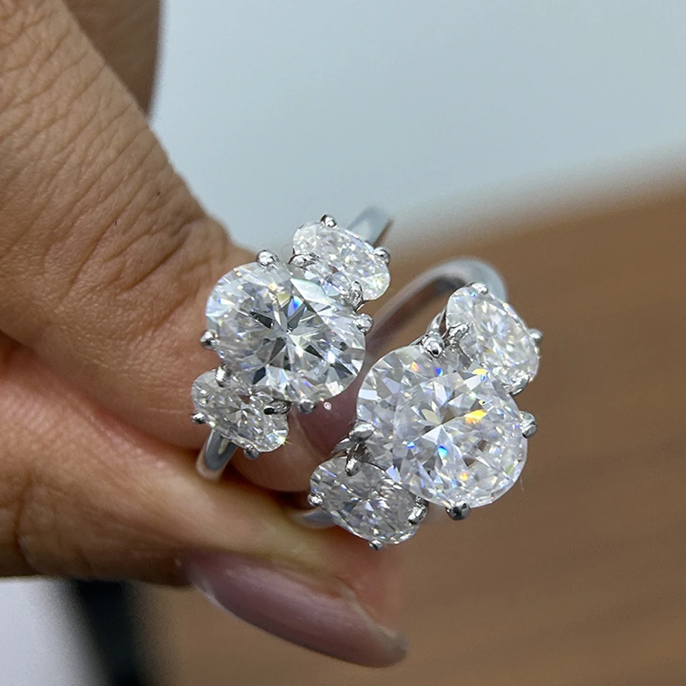 3/6 Carat Oval Cut Moissanite Engagement Rings 3-Stone Lab Diamond 925 Sterling Silver Wedding Rings Band for Women Fine Jewelry 3/6 Carat Oval Cut Moissanite Engagement Rings 3-Stone Lab Diamond 925 Sterling Silver Wedding Rings Band for Women Fine Jewelry