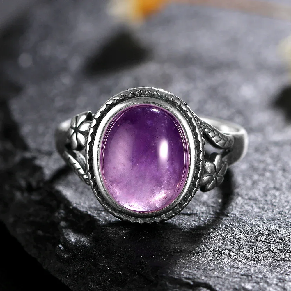 Vintage 925 Sterling Silver Natural Black Onyx 8*10mm Ring Flower Shaped Tiger's Eye Ring Fine Jewelry Finger Ring For Women Vintage 925 Sterling Silver Natural Black Onyx 8*10mm Ring Flower Shaped Tiger's Eye Ring Fine Jewelry Finger Ring For Women